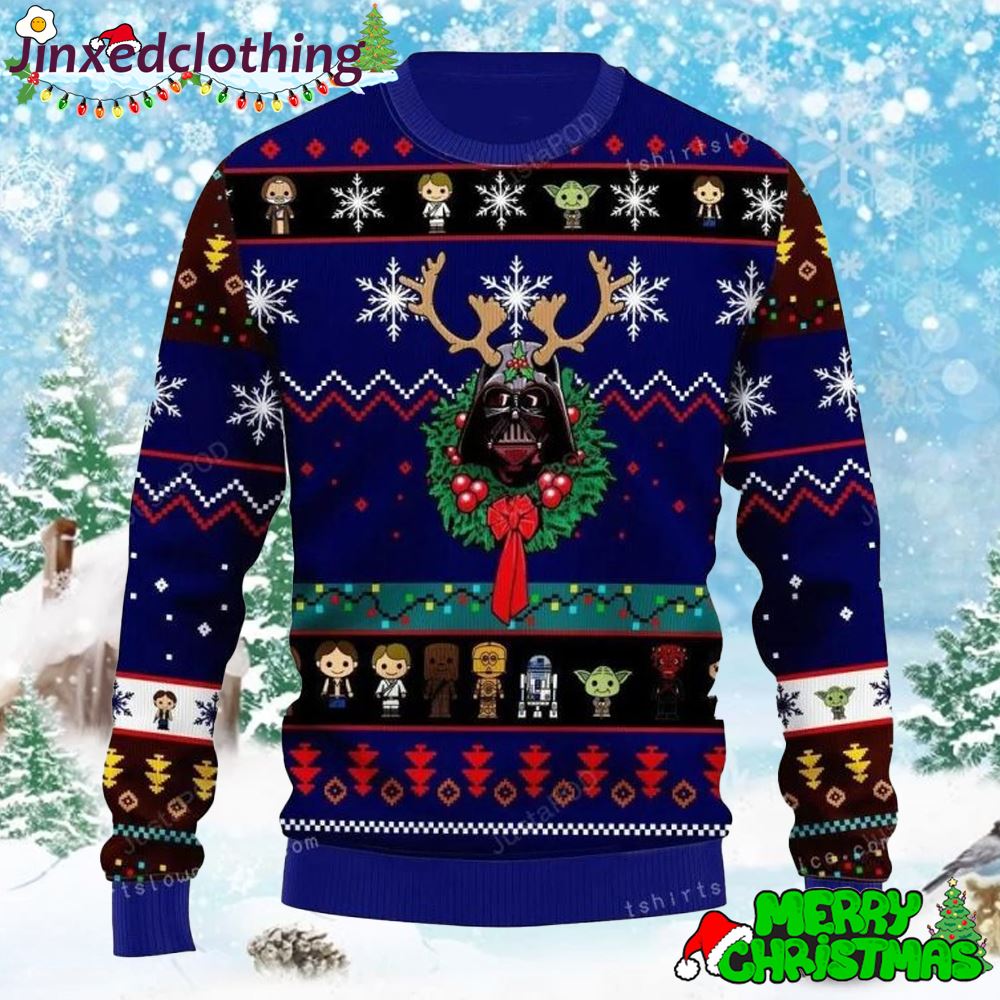 Star Wars Darth Vader Blue Ugly Christmas Sweater For Unisex 